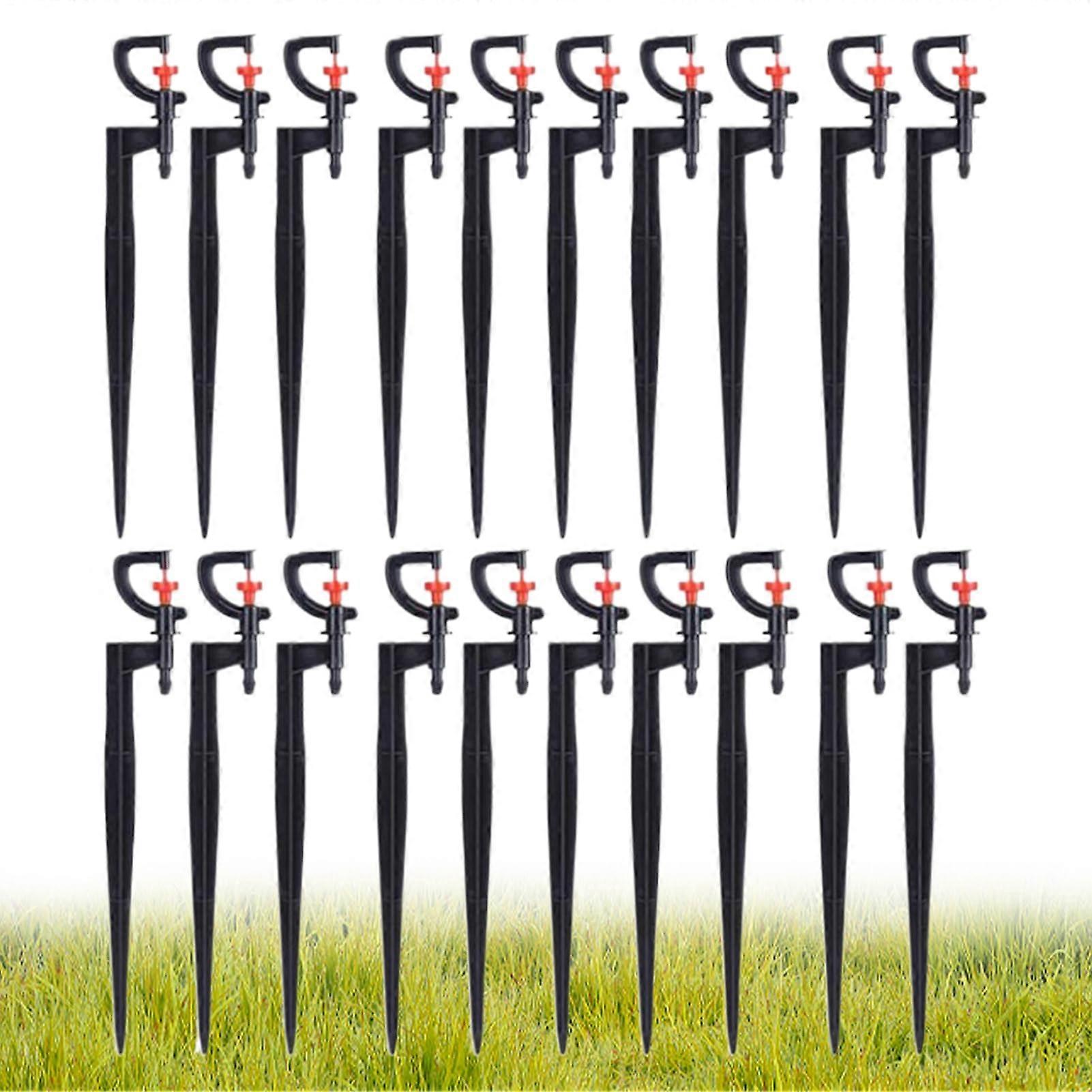 Drip Irrigation Emitters 20 Pack with 360 Degree Rotating Nozzles 8.58 Inch Adjustable Stake Efficient Watering System for Gardens