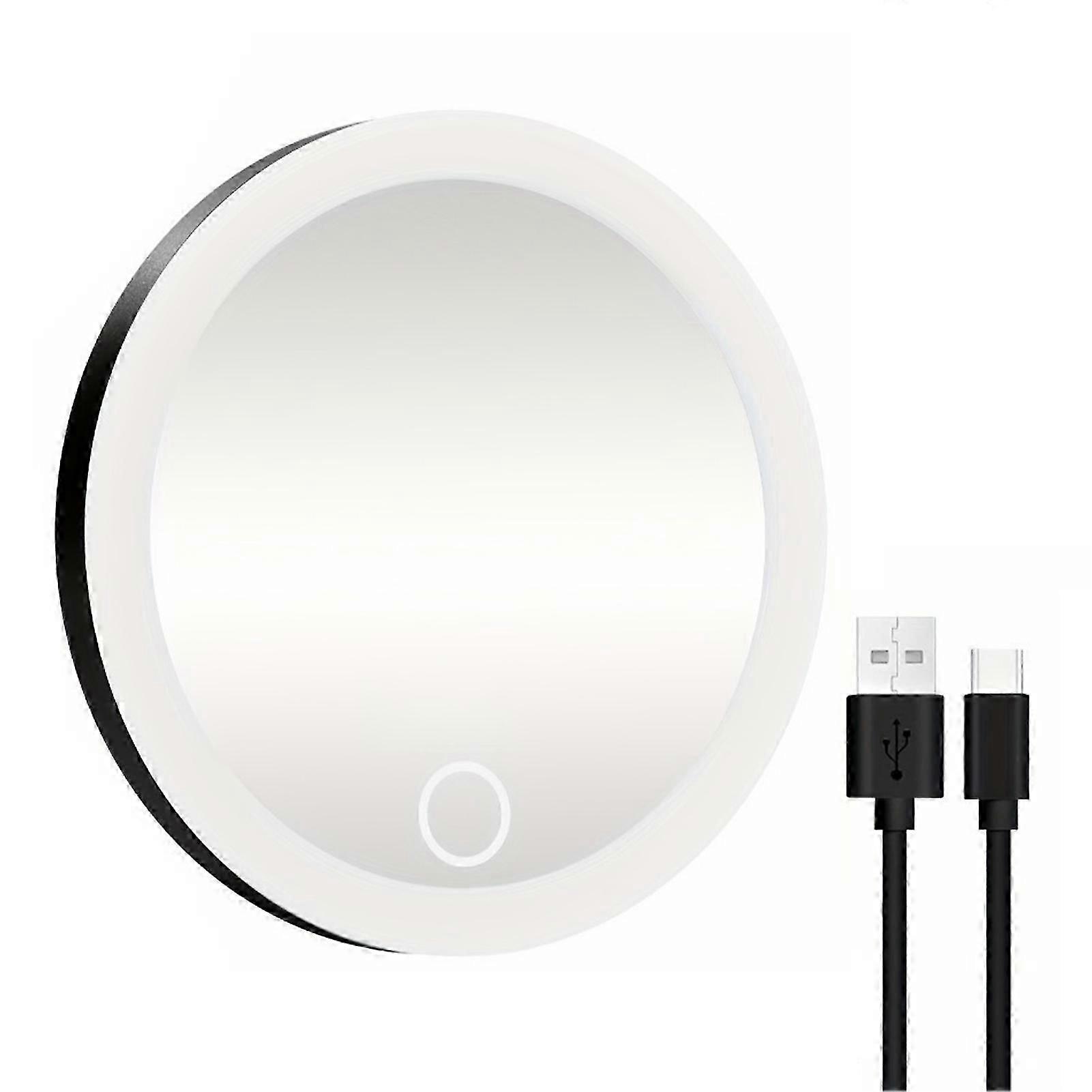 10/20/30X Magnifying Mirror with 3-Color LED Light Suction Cup Dimmable USB Rechargeable Portable Travel Handheld Men Women Makeup Vanity Mirror