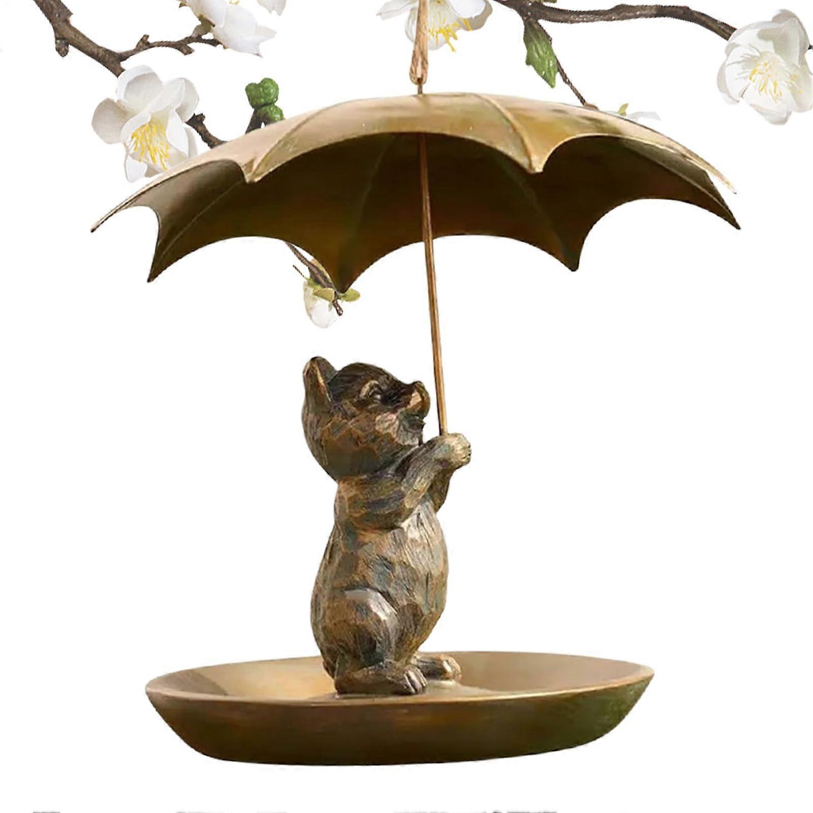 Bird Feeder Station with Umbrella for Wild Birds and Squirrels, All-Weather Feeder Station for Garden and Patio