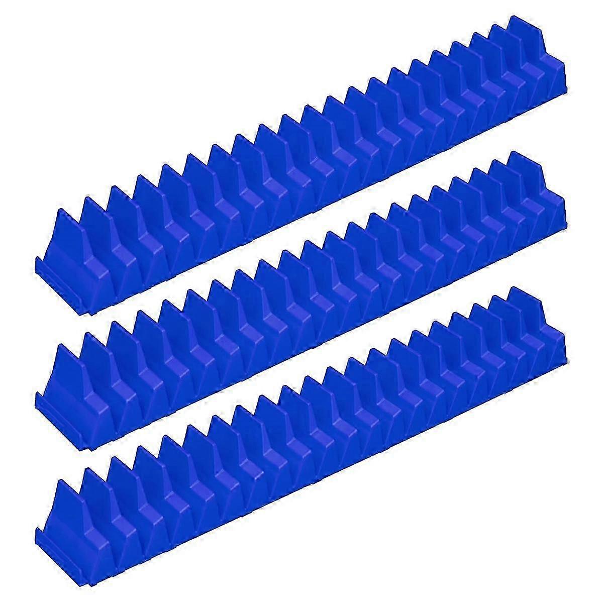 3Pcs Magnetic Wrench Organizer Easy to Install Portable Tool Storage Shelf Wrench Holder for Tool Drawer Storage Blue