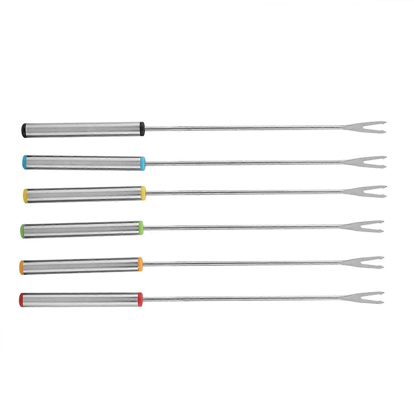 Stainless Steel Fondue Pot Set With Forks For Chocolate And Cheese Dessert Dip Utensils Silver