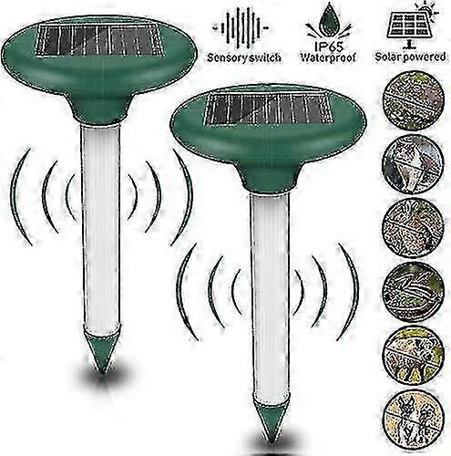 Ultraschall-Solar-Maulwurf- und Wühlmausschutzmittel, 2er-Pack Gartenschädlingsbekämpfungsgerät mit IP56 wasserdicht für effektiven Schutz vor Gartenpes