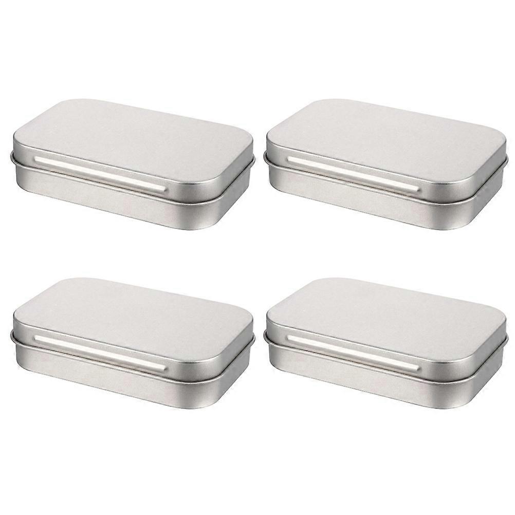 4pcs Flip Top Small Storage Boxes with Lids, Durable Tinplate Design for Craft Organization, Space Saving