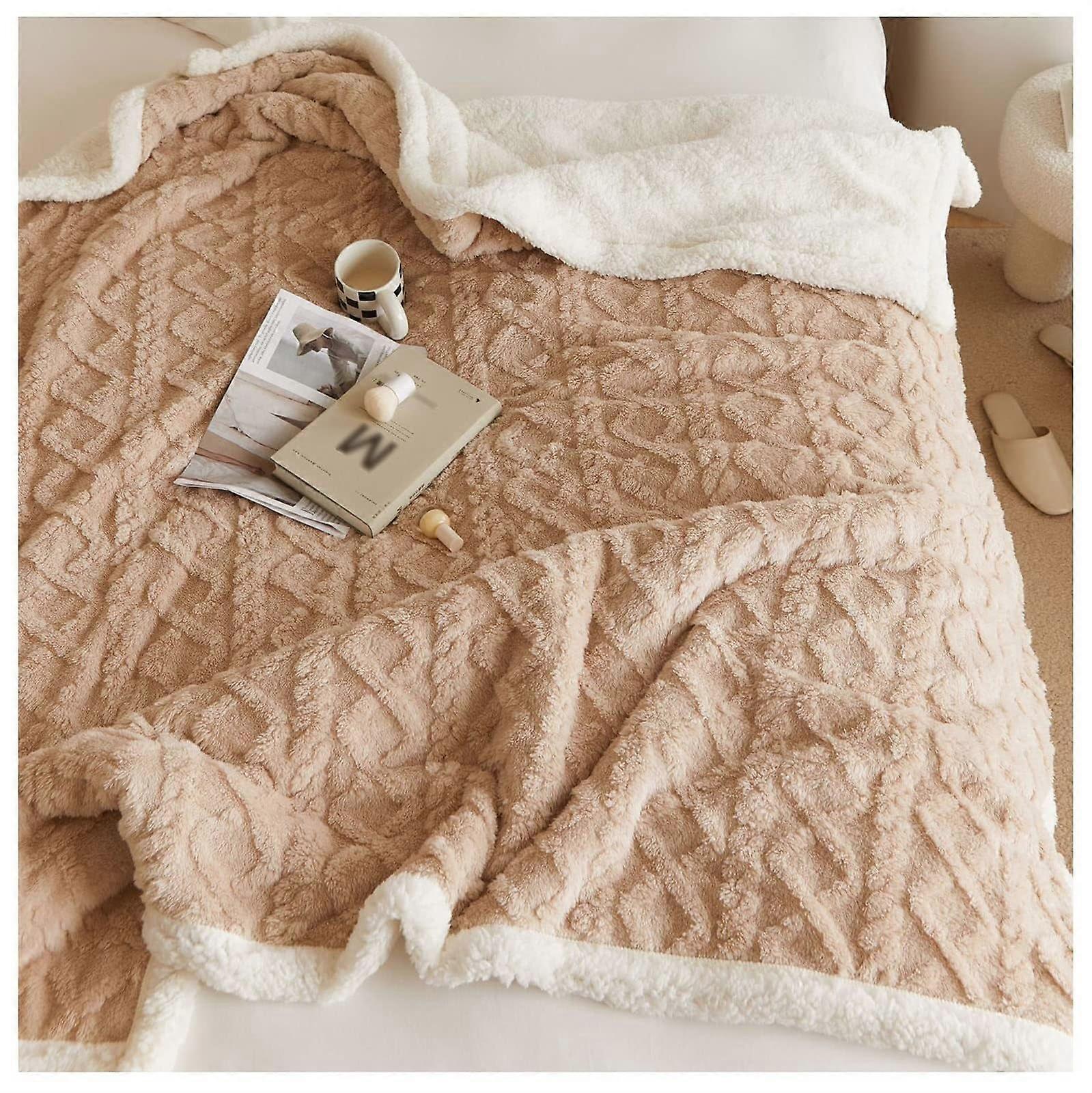 Nap Blanket in Autumn and Winter, Double Layer, Thickened, Large Lambskin Sofa Blanket (150x200cm)