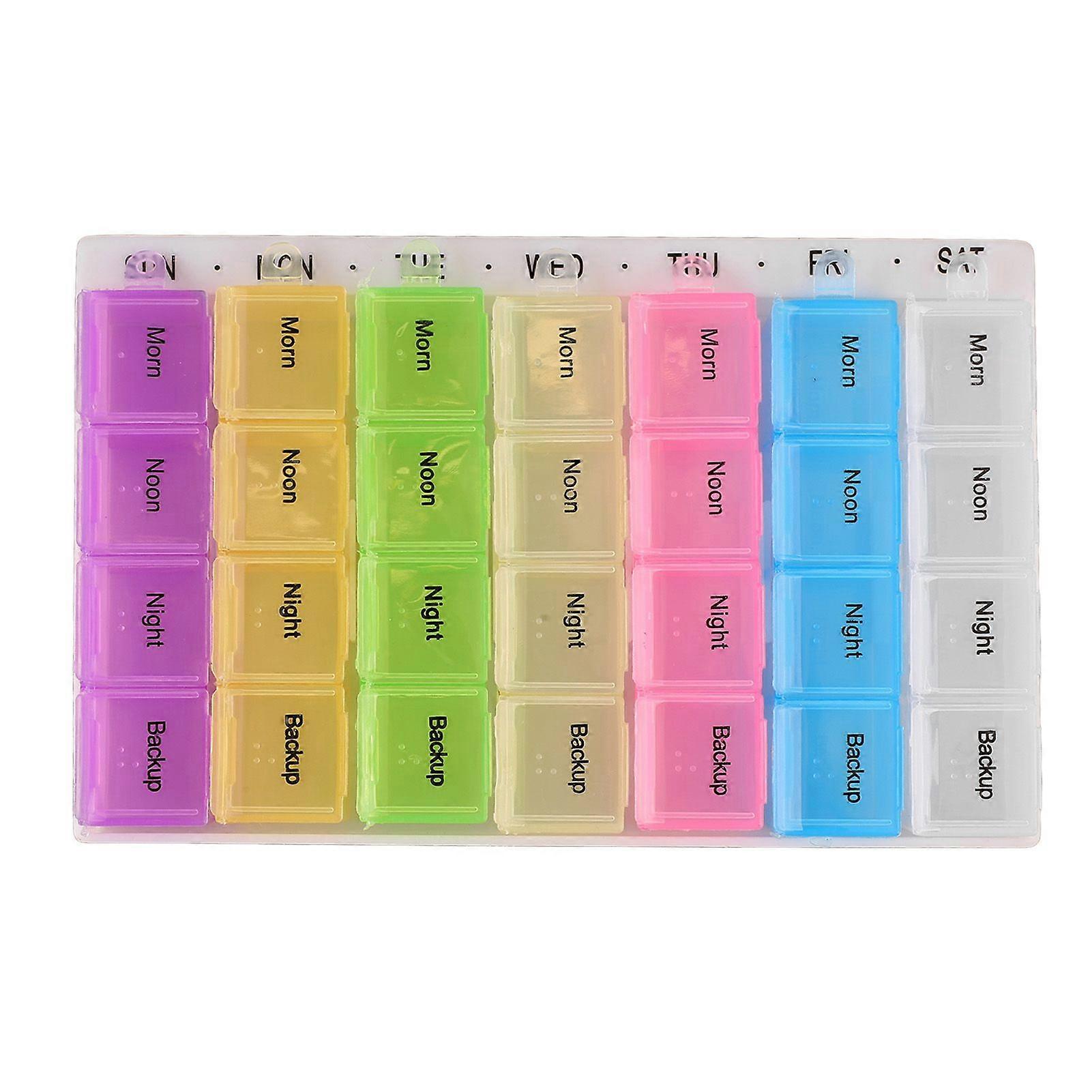 2025 Latest Model  Weekly Tablet Organizer 28 Compartments Assorted Colors