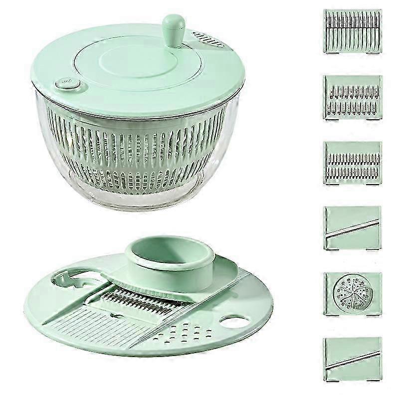 2025 5 In 1 Vegetable Spin Chopper, Salad Spinner with Slicer, Lettuce Spinner Dryer