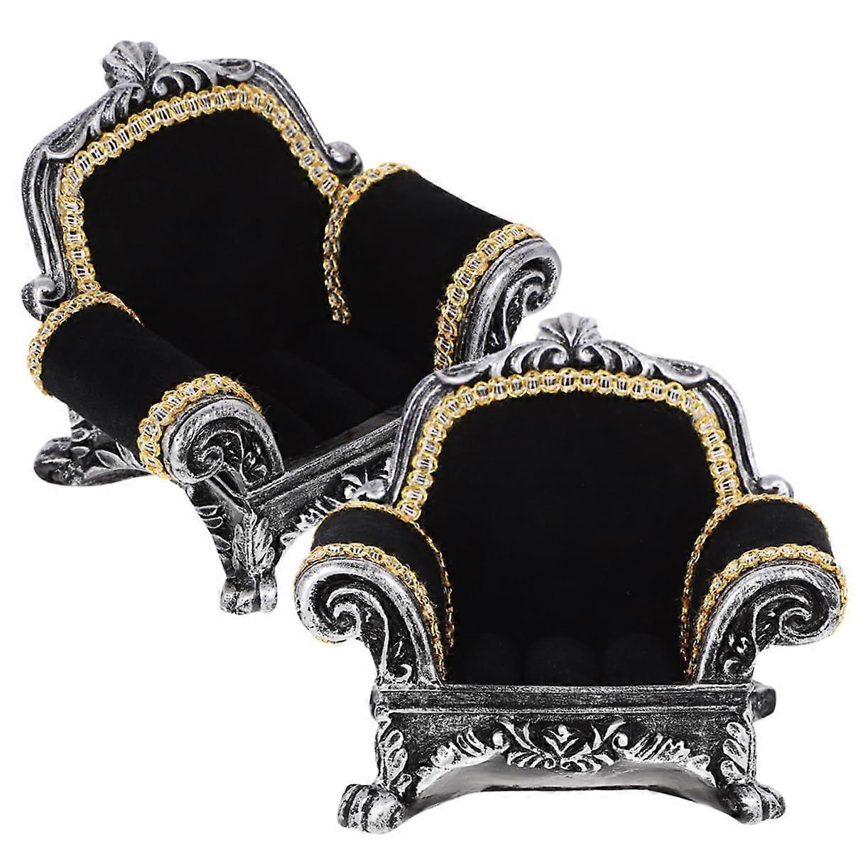 Sofa-Shaped Jewellery Box Set of 2 Ring Display Organisers for Rings and Earrings - Decorative Storage Stand