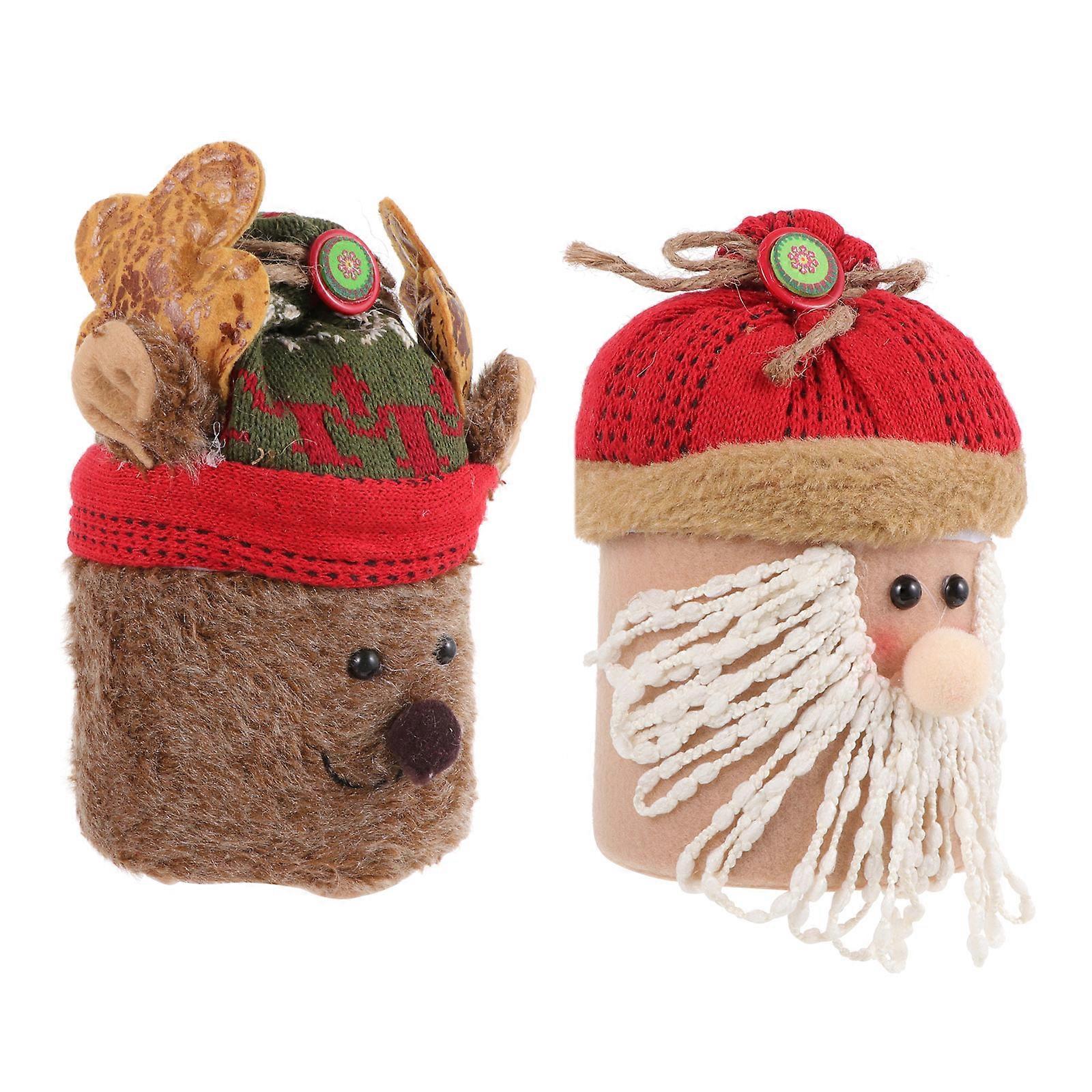 Small Candy Boxes Party Favors Creative Candy Containers Santa Claus Shape Flannelette Storage present Box 2Pcs