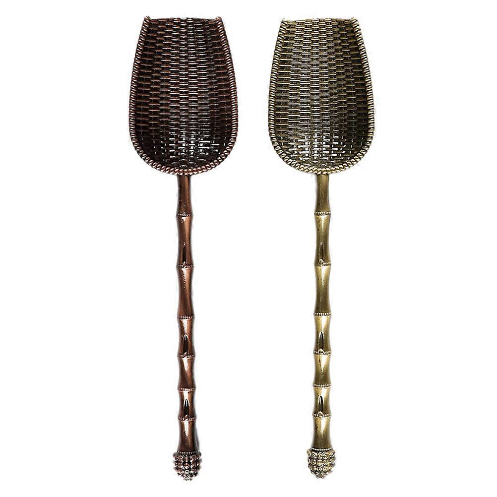 2pcs Long Handle Metal Tea Scoops with Sieve Design for Loose Leaf Tea Compact Lightweight Set