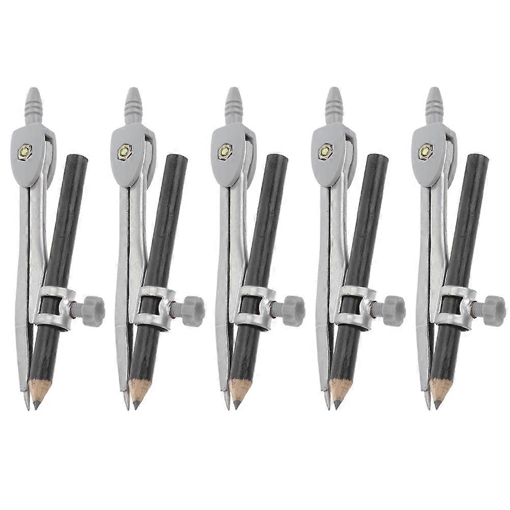 Portable Geometry Compass for Home and Office Circle Drawing 5Pcs Metal 13X4CM Precision Design Tool