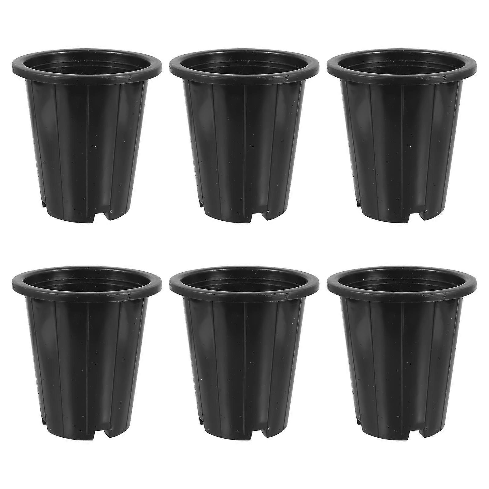 6pcs Round Plastic Flower Pots for Succulents, Orchids, Cacti & Floral Arrangements Durable Garden Containers