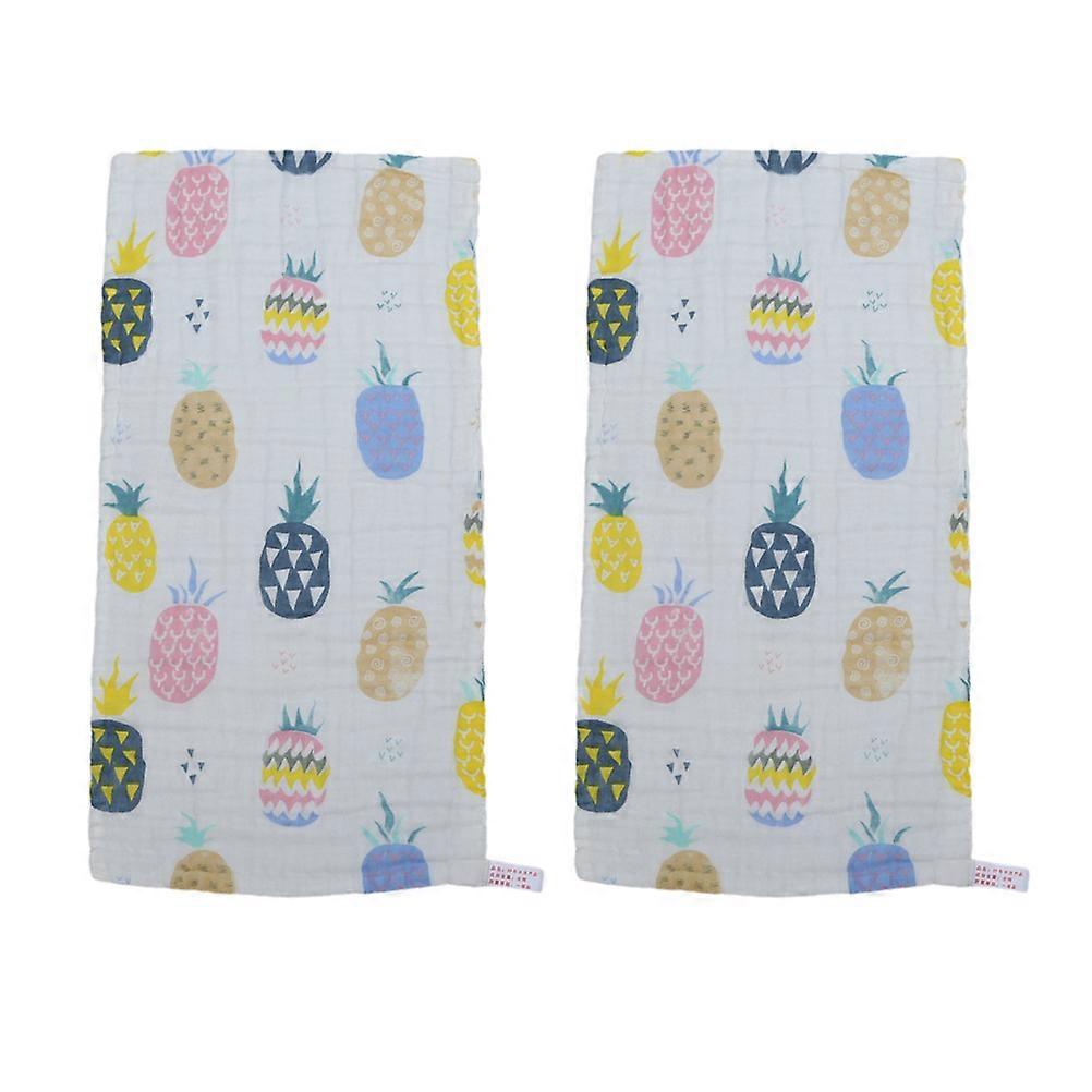 Facial Towels Pineapple Pattern Kids Washing Face Towel Red 25x50cm Multi-function Use 2Pcs