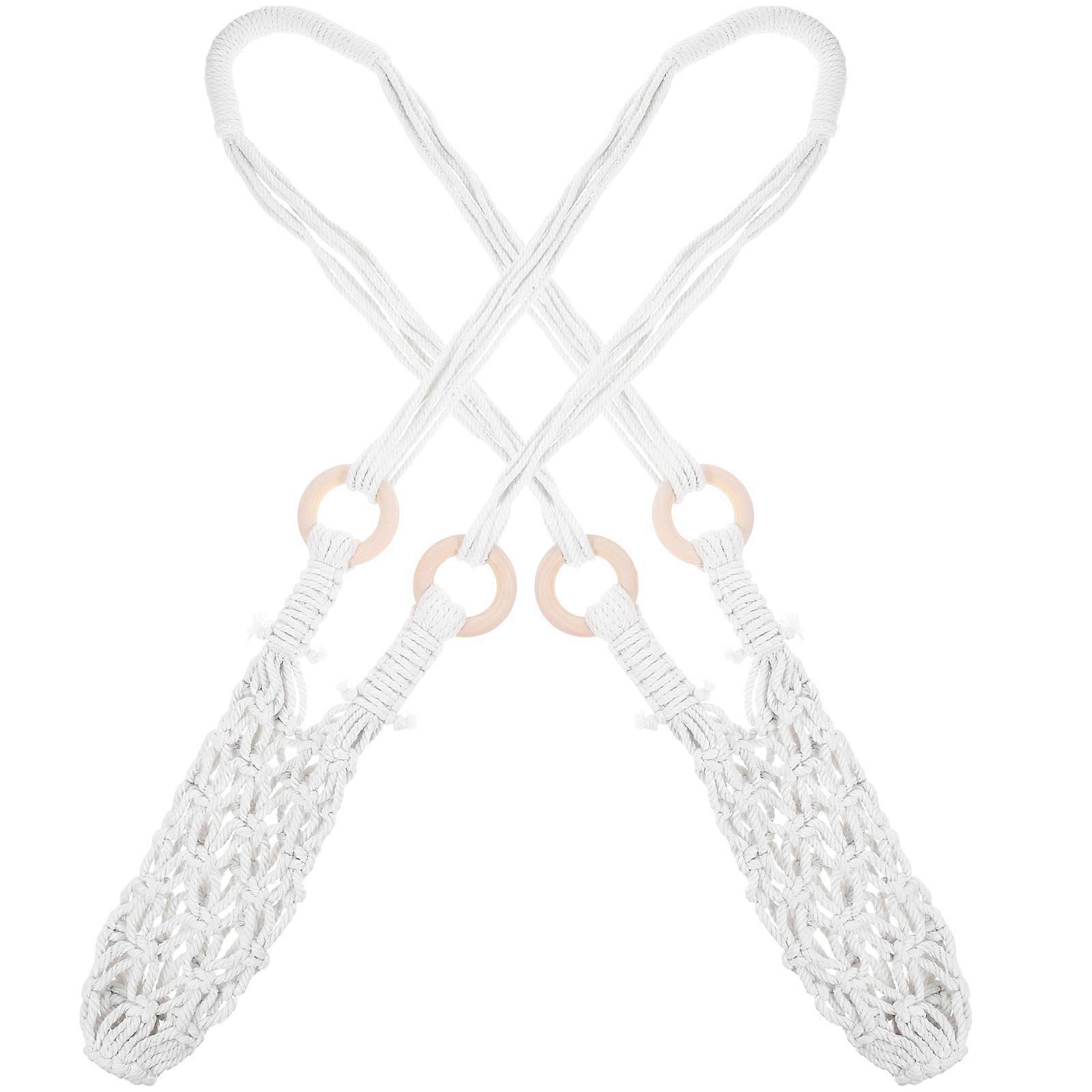 Bottle Organizer Macrame Bottle Holder Home Decoration Rectangular Mesh White 2Pcs