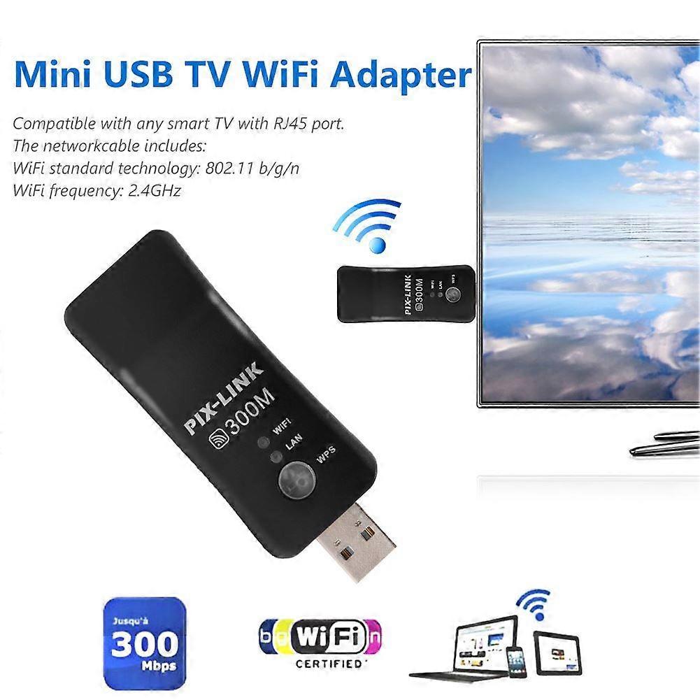 Universal USB TV WiFi Dongle Adapter 300Mbps Wireless Network Card RJ45 WPS Wifi Repeater for Samsung