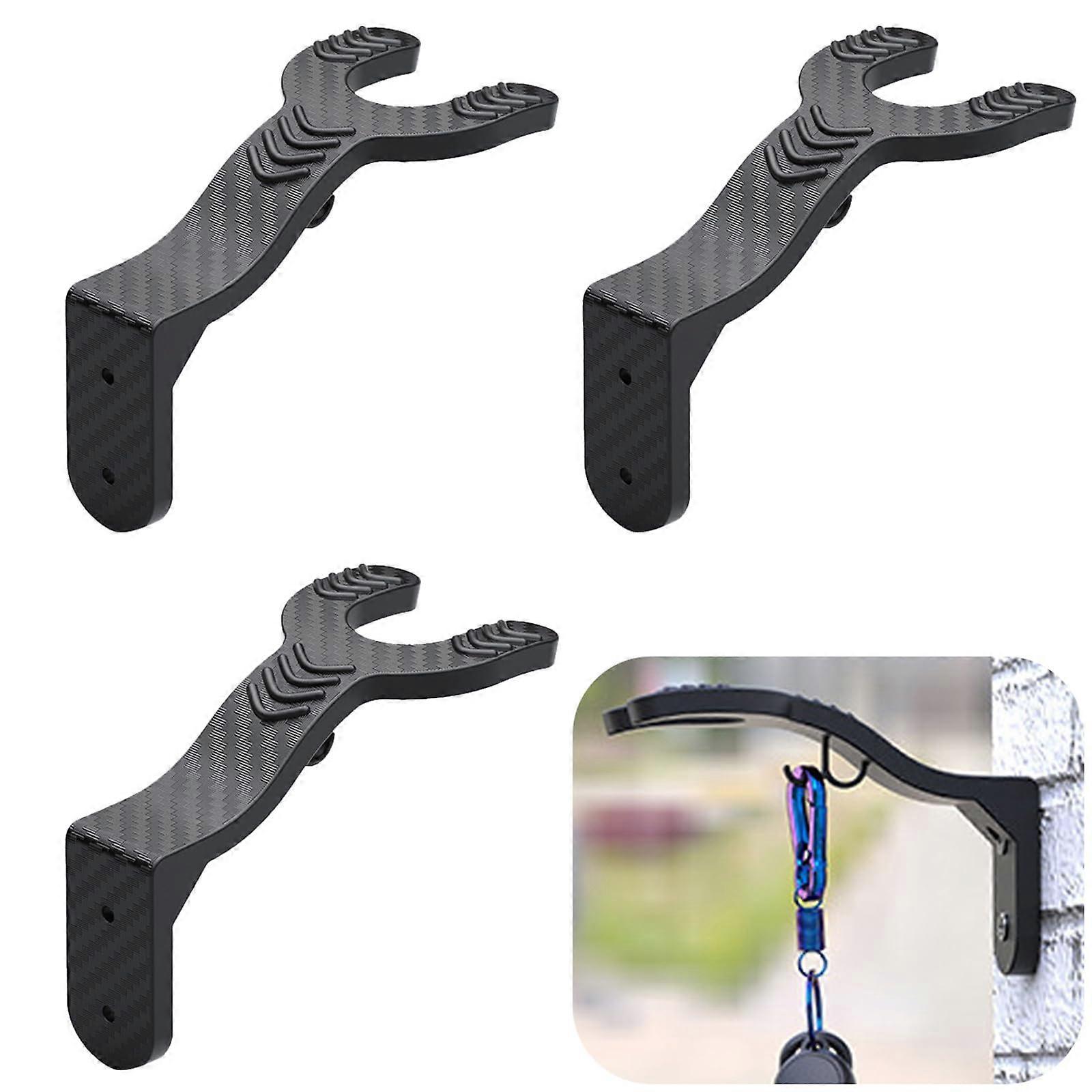 Helmet Mount Wall Holder - Pack of 3 Black Motorcycle Helmet Hangers for Displaying Helmets and Keys, Wall-Mounted Storage Shelf
