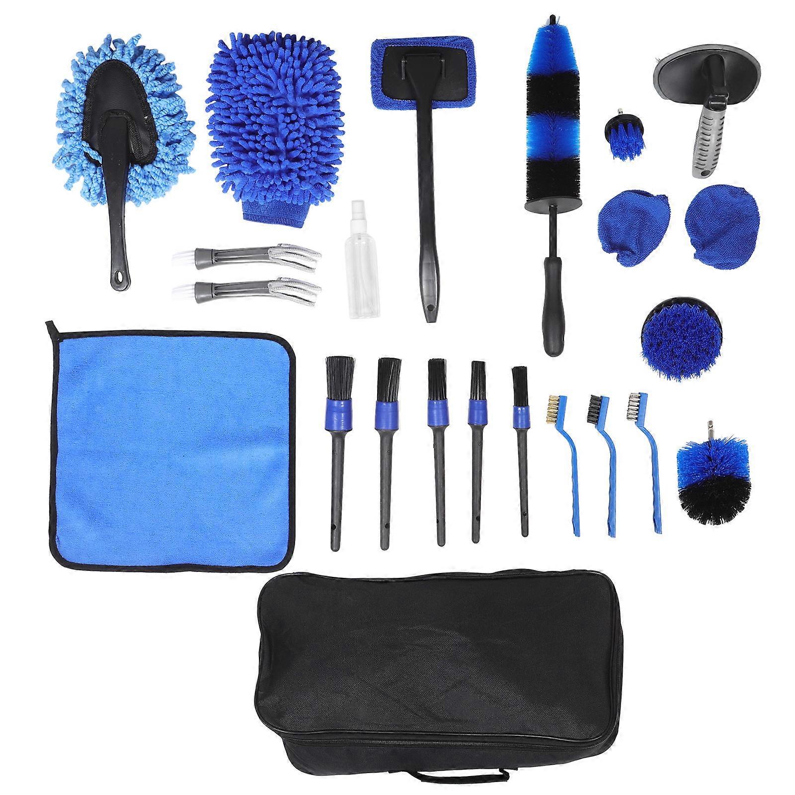 Car Cleaning Kit Interior Detail Brush Set Car Maintenance Assorted Color Portable Design 25Pcs