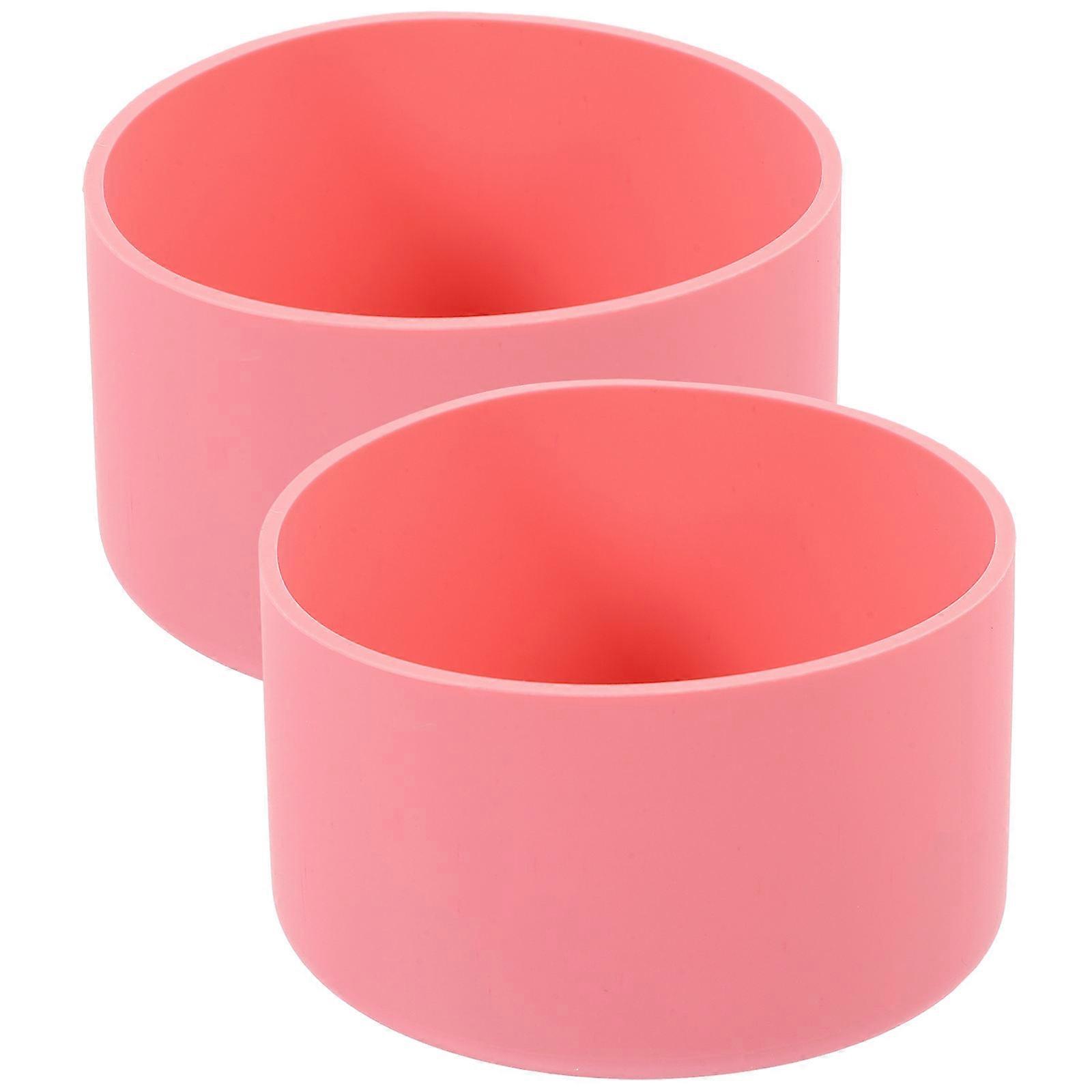 Coffee Cup Sleeve Silicone Bottle Sleeve Noise Reduction Practical Cup Boot Pink 3 0X3 0X1 8in 2Pcs