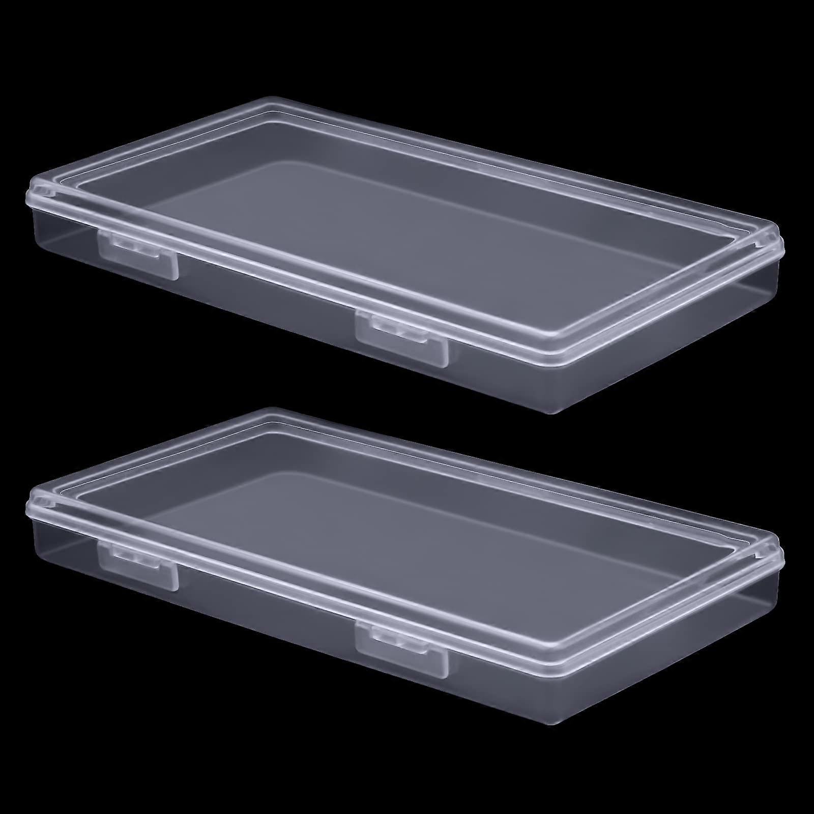 Rectangular Plastic Storage Containers Pack of 2, Small Storage Box for Jewelry and Crafts, Transparent, 19.5 x 10.5 x 2.3 cm
