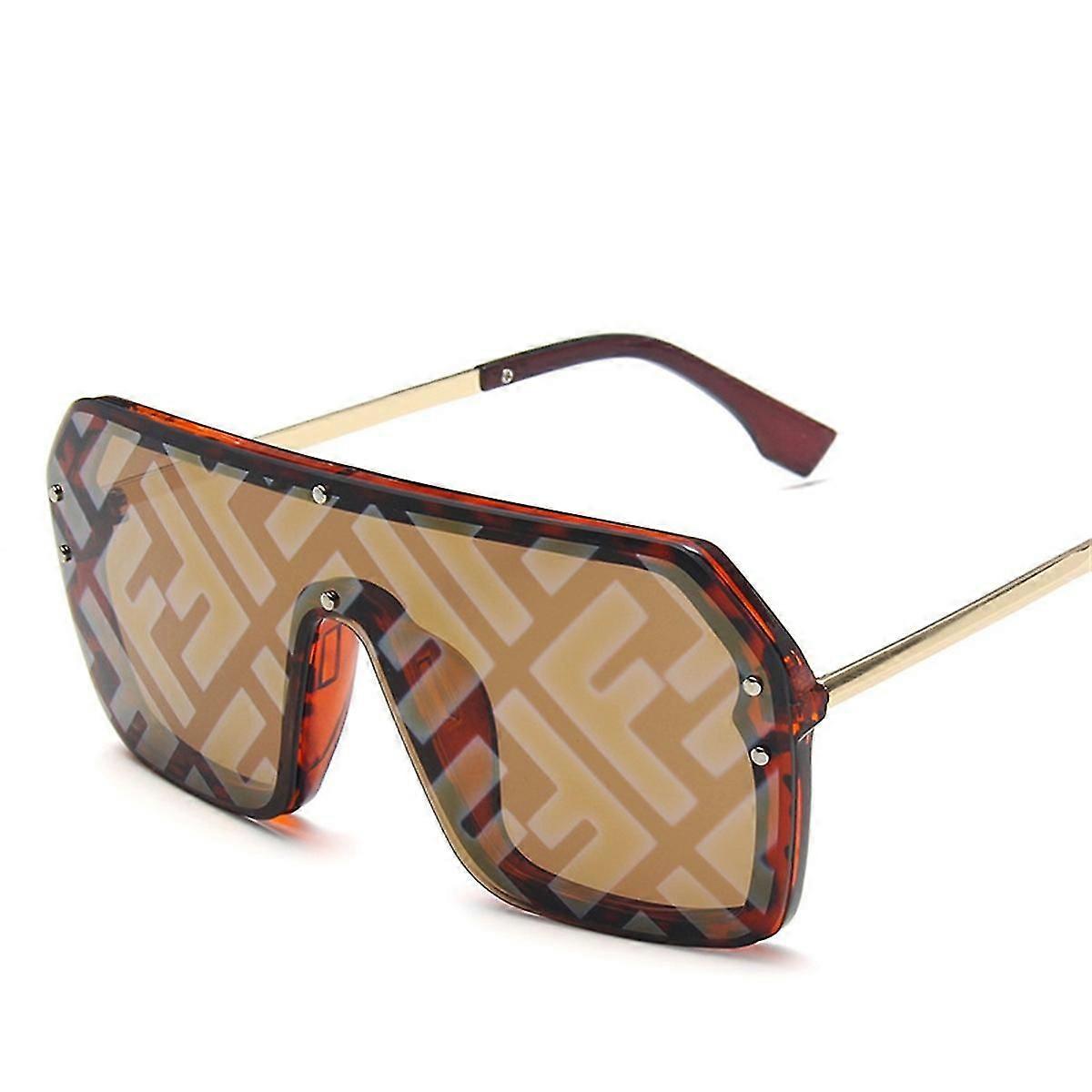 Large Frame Trend Letter Sunglasses Personality Conjoined Watermark Lens Men And Women Fashion All-match Sunglasses [jkw]