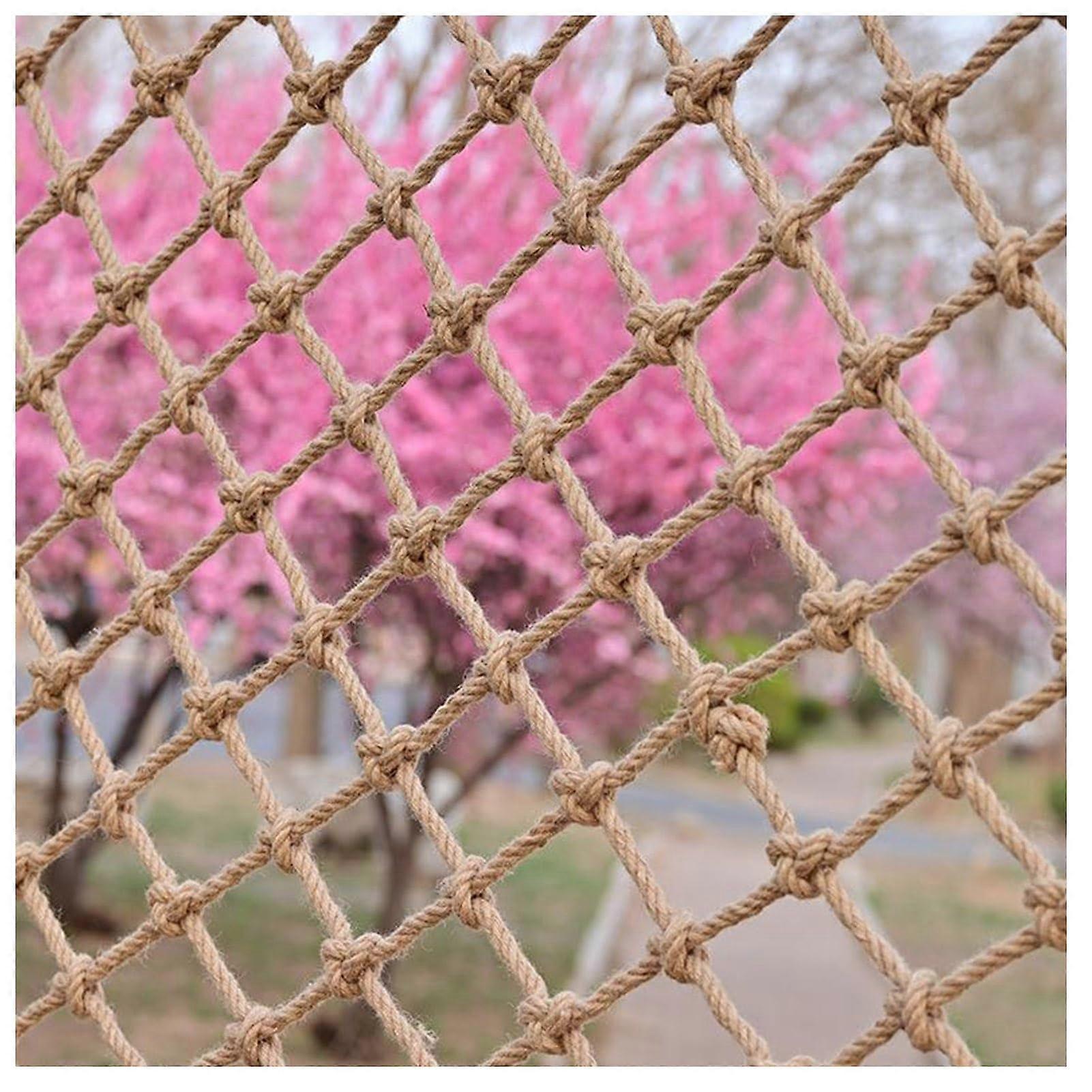 Outdoor Climbing Nets, 8 mm x 10 cm, HandWoven Balcony Stairs, Garden Hemp Rope Net (2 x 3 m)