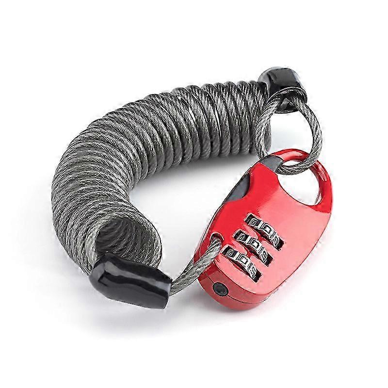 3-Digit Combination Lock Anti-Theft Helmet with 90cm Cable (Red)