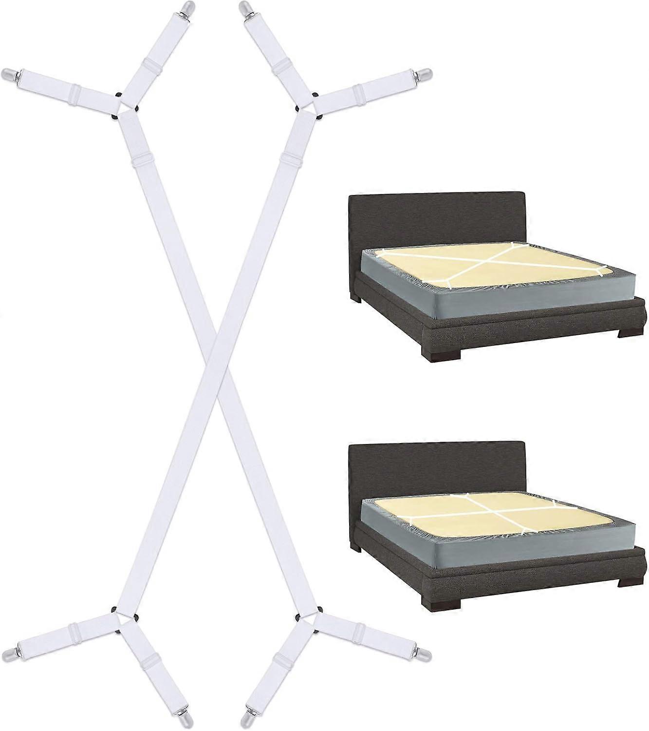 2 pcs Extended 8 Clip Sheet Holder Adjustable Long Sheet Support with Heavy Duty Sheet Clips (White)