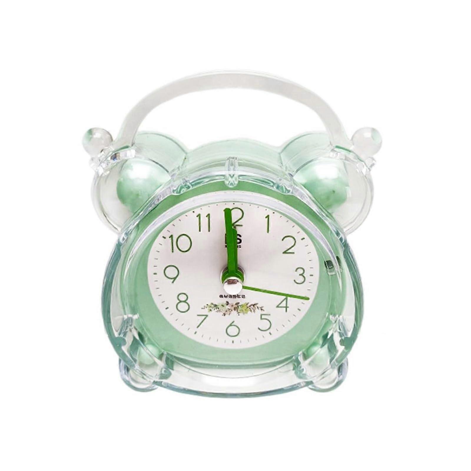 Wecker Battery Powered Silent NonTicking Small Clock Sleep Timer Bedside Alarm Clock Green One Size