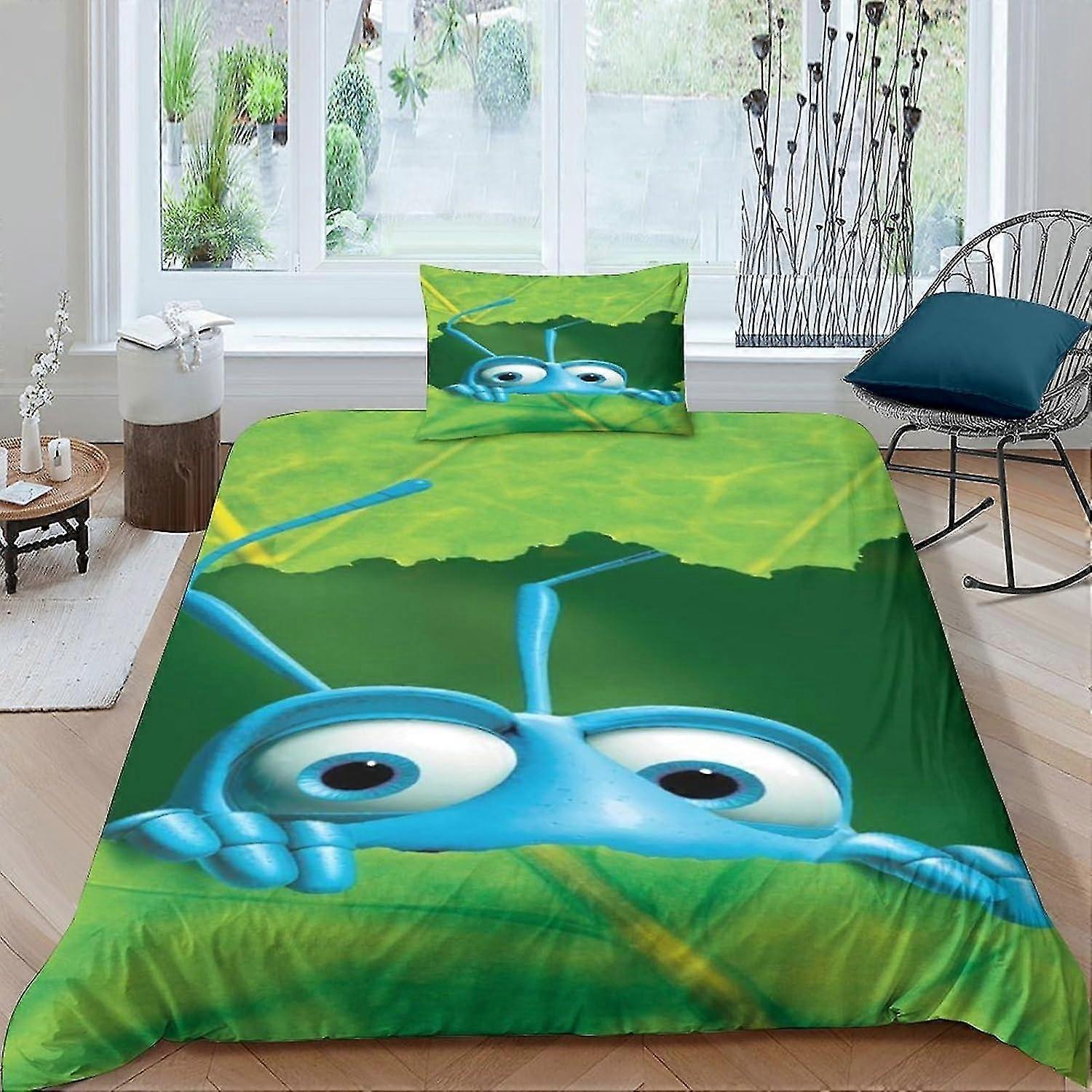 Cartoon Print Design Ant Duvet Cover Bedding Set Soft Microfiber with Zipper Closure Quilt Cover Pillowcases Single