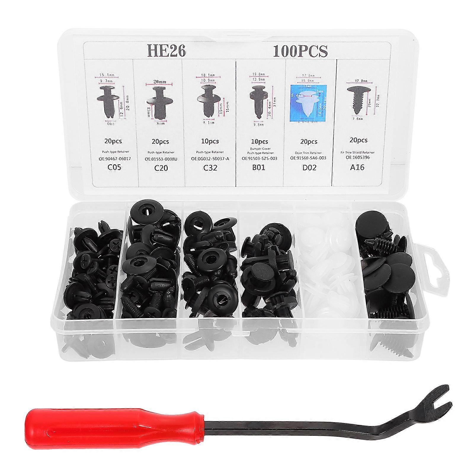 Car Push Rivet Clip Kit with Fastener Tool – Durable Auto Body Clips for Door Trim, Bumper & Radiator Shield Replacement – Essential Car Accessories