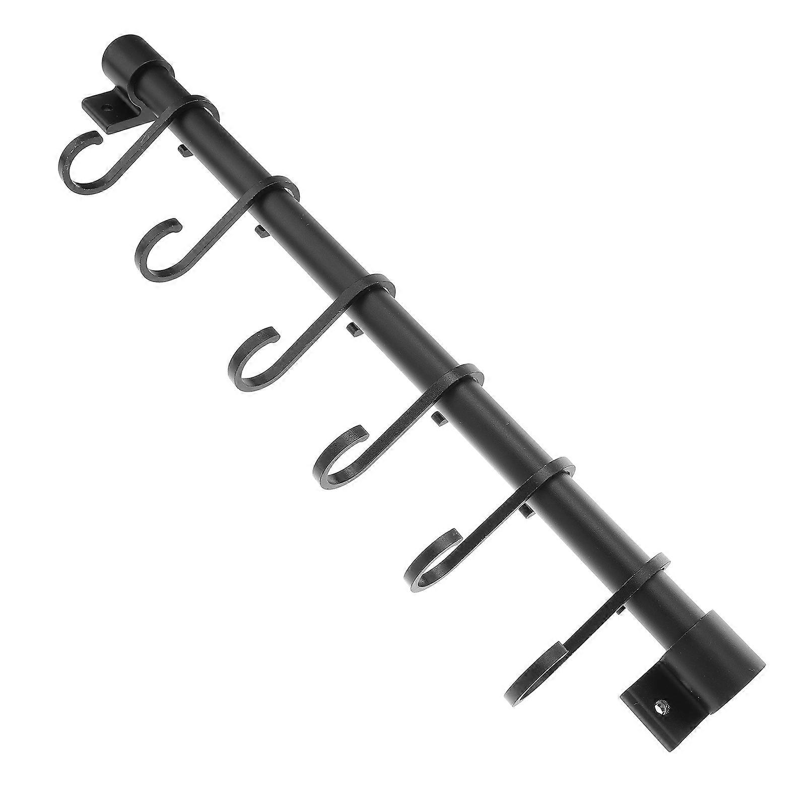 Wall Mounted Kitchen Utensil Hook Rack with Black Shelf – Space Saving Design for Organizing Tools, Easy Installation for Cabinets and Walls