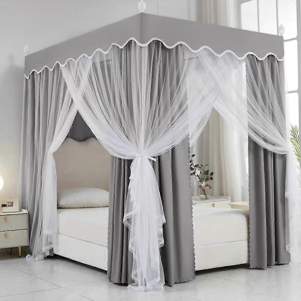 Plain Elegant Luxury Bed Canopy with 4 Corner Posts and Mosquito Net for Girls Beds Full/Queen/King Beds, Adult Bedroom, Kids Curtain, Net Decoration