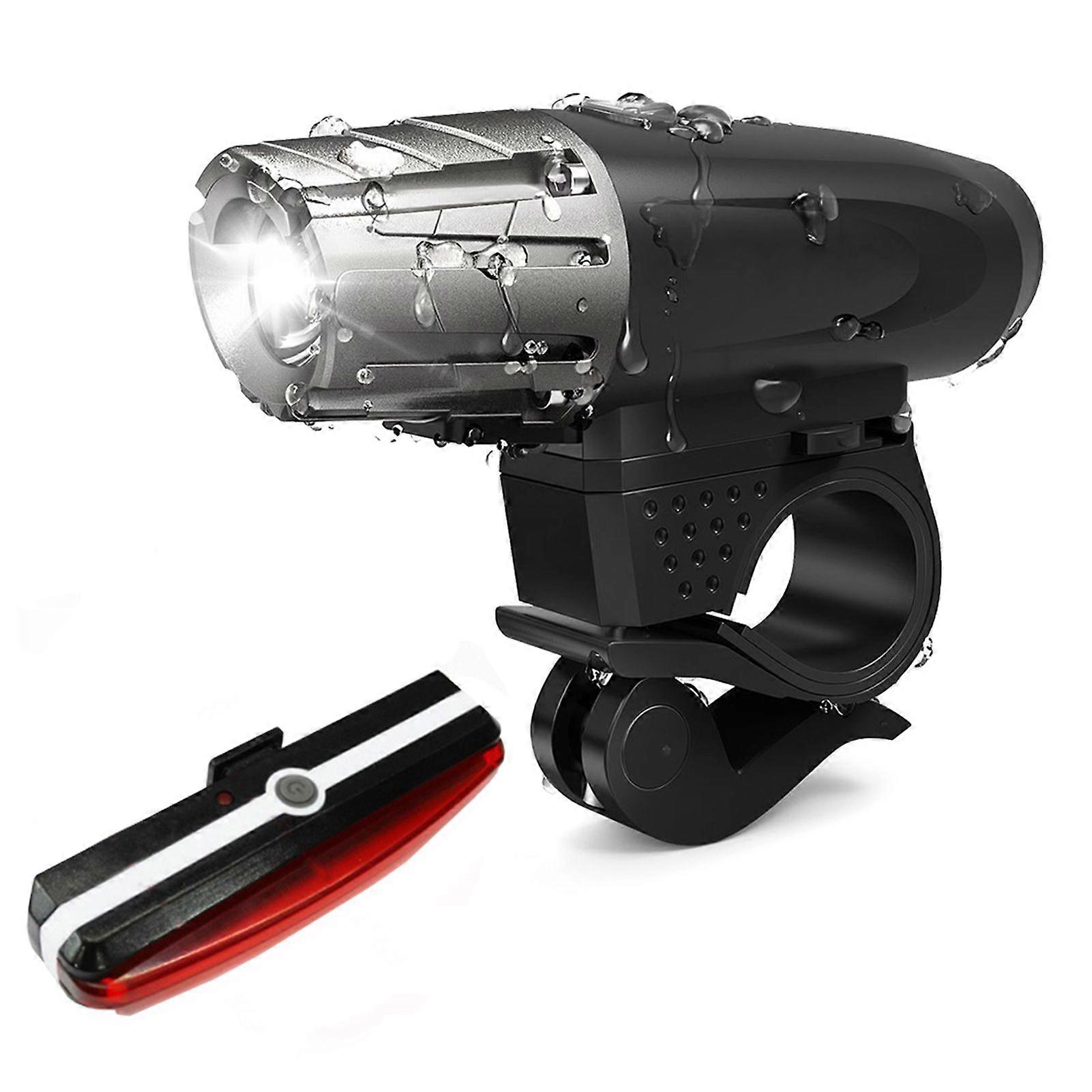 Bike Lights Set USB Rechargeable Bicycle Headlight & Tail Light Waterproof Cycle Front Headlight and Back Light Dual Front & Rear   Bright LightYMQX)