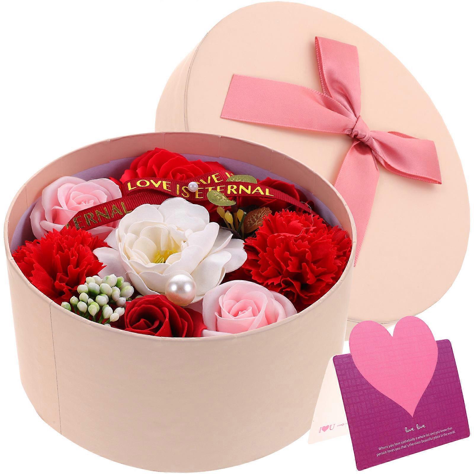 Soap Flower Props Mother's Day Box Valentine's Day Flower Packaging Red Round Non-wilting 1Pack