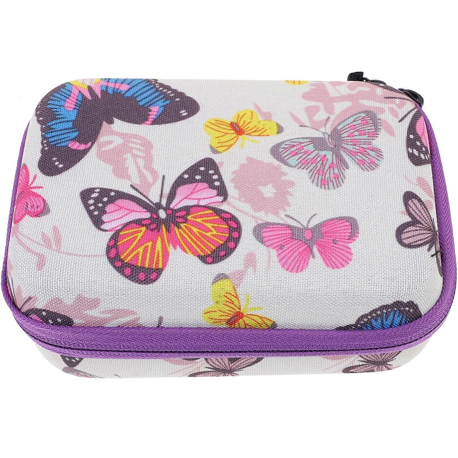 Compact Camera Bag with Zipper Closure – Durable Portable Case Featuring Attractive Butterfly Print for Travel and Outdoor Use