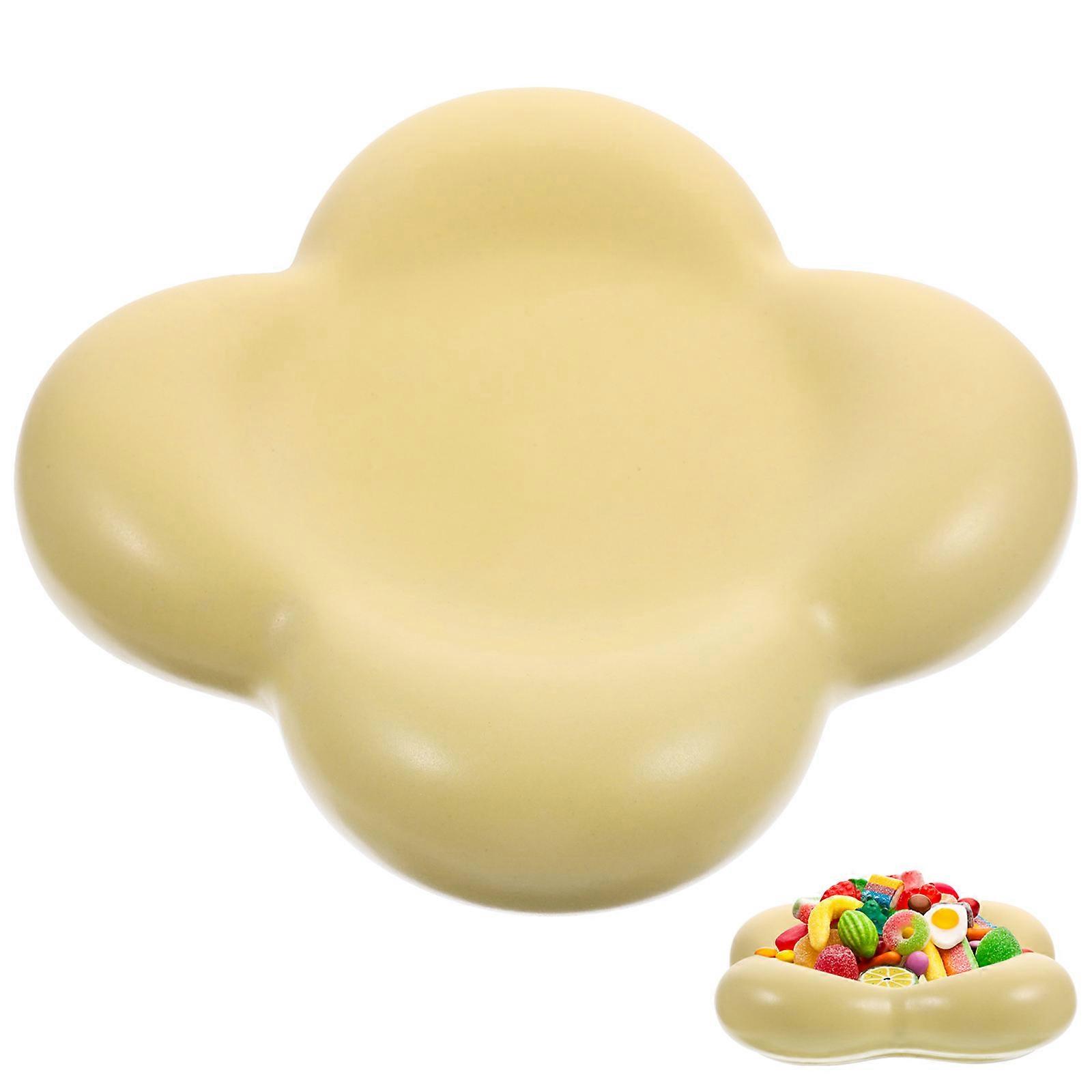 Ceramic Teacup Tray Multi-Function Serving Snacks Household Item Light Green 13x13cm 1Pack