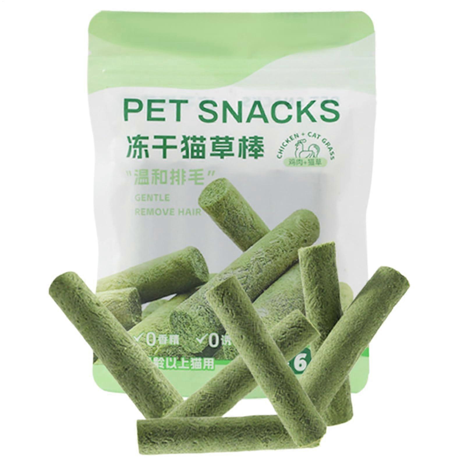 Cat Dental Chew Sticks with Freeze-Dried Cat Grass and Chicken Flavor for Teeth Cleaning