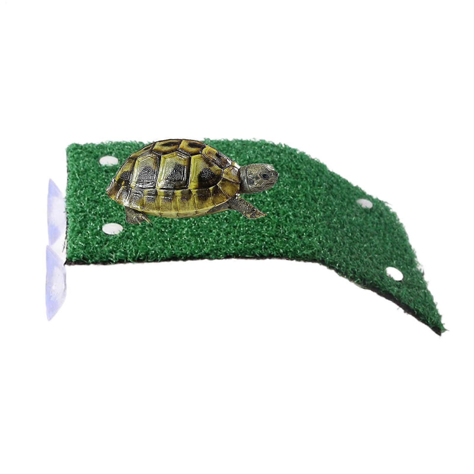 Turtle Basking Platform  Aquarium Sunbathing Area for Reptiles  Reptile Ramp with Artificial Grass  Suction Cup