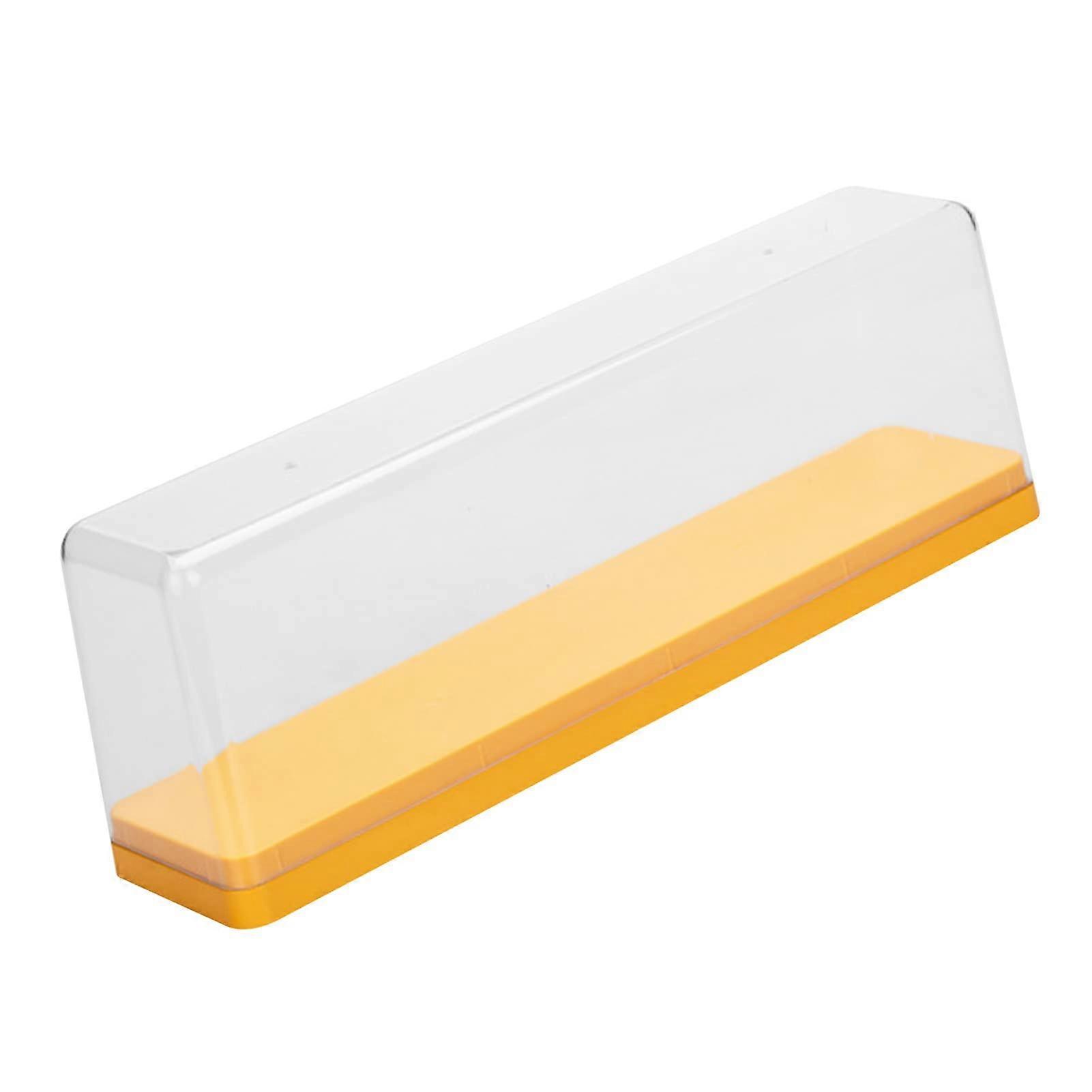 Clear Display Case, Action Figure Storage Box, 36x8.9x11.9cm, Transparent Cover, Dustproof, Stackable (Yellow)