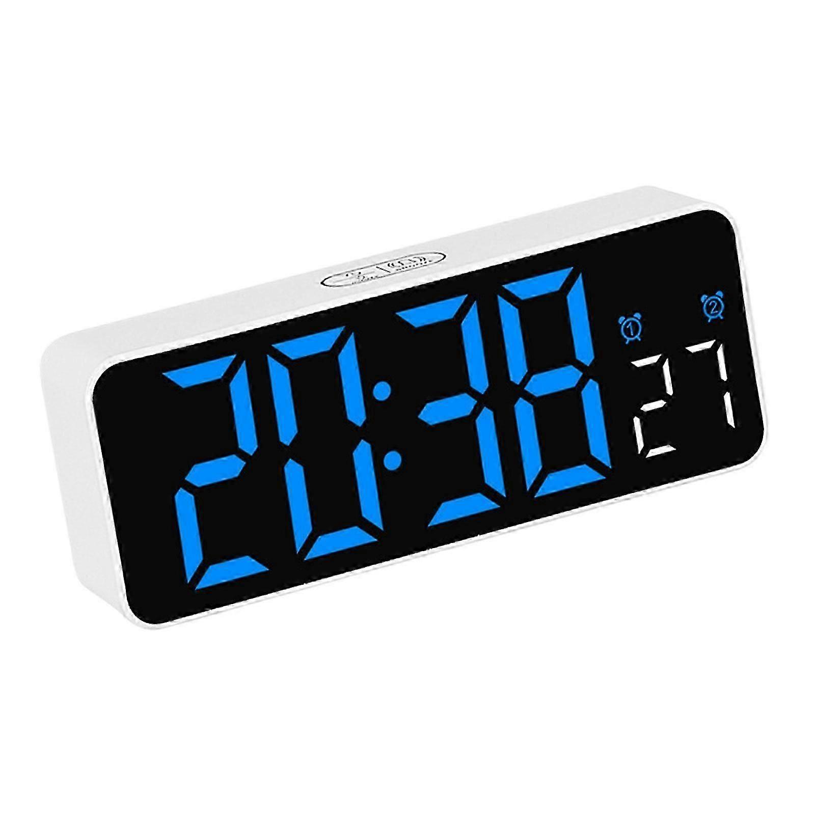 Digital Clock Portable Practical Desktop Alarm Clock for Beside Office Teens White