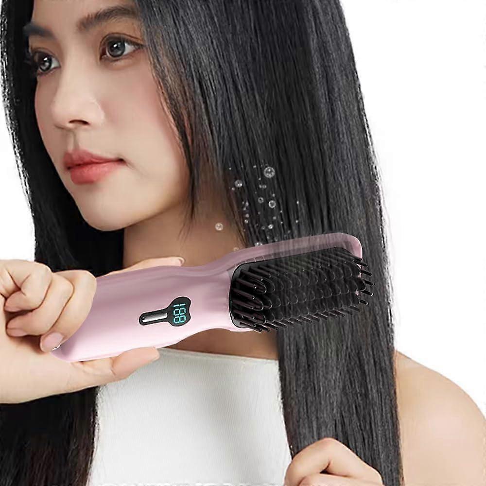 Portable Mini Cordless Hair Straightener With Three-Speed Temperature Adjustment, Fast Heating And Anti-Scalding, Lightweight And Portable, Pink