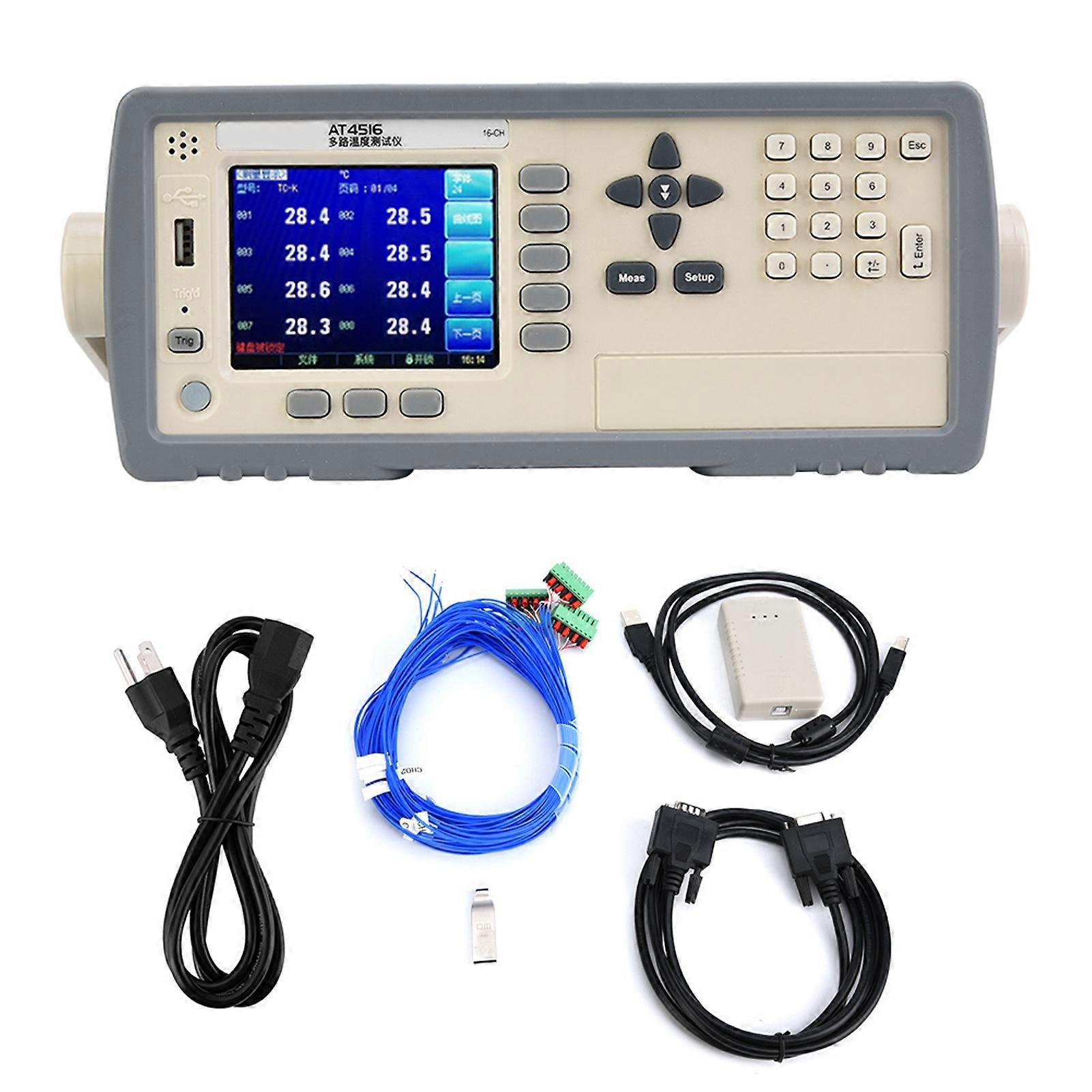 AT4516 LCD Screen Display USB Port Multichannel Temperature Tester Measurement -200℃ -1800℃