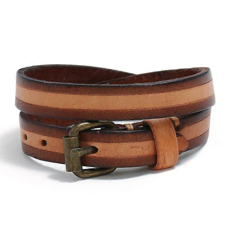 Casual double-decker cowhide bracelet - Simple double-layer men's and women's bracelets - Vintage double-decker cowhide bracelet