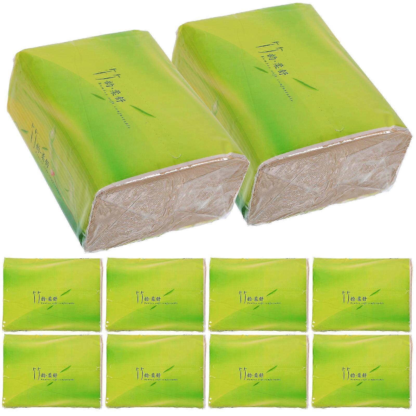 10 Packs of Outdoor Extraction Type Papers Travel Bamboo Pulp Paper Practical Napkin Light Yellow