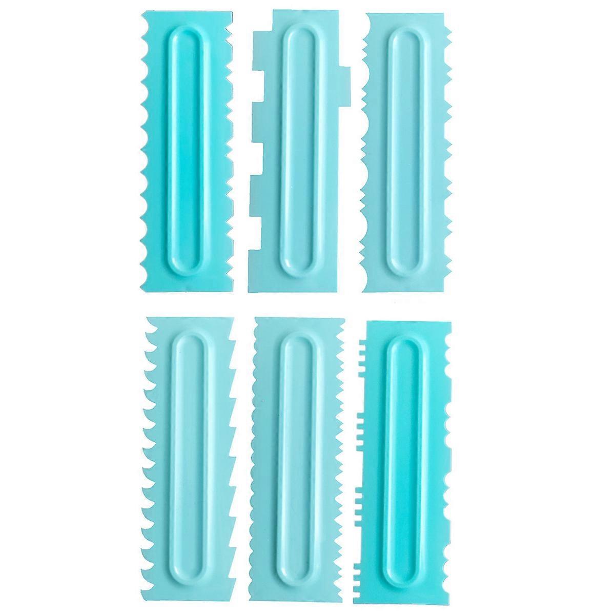 Plastic Cake Smoother with Icing Comb Set for Baking Use Assorted Color 6 Pieces