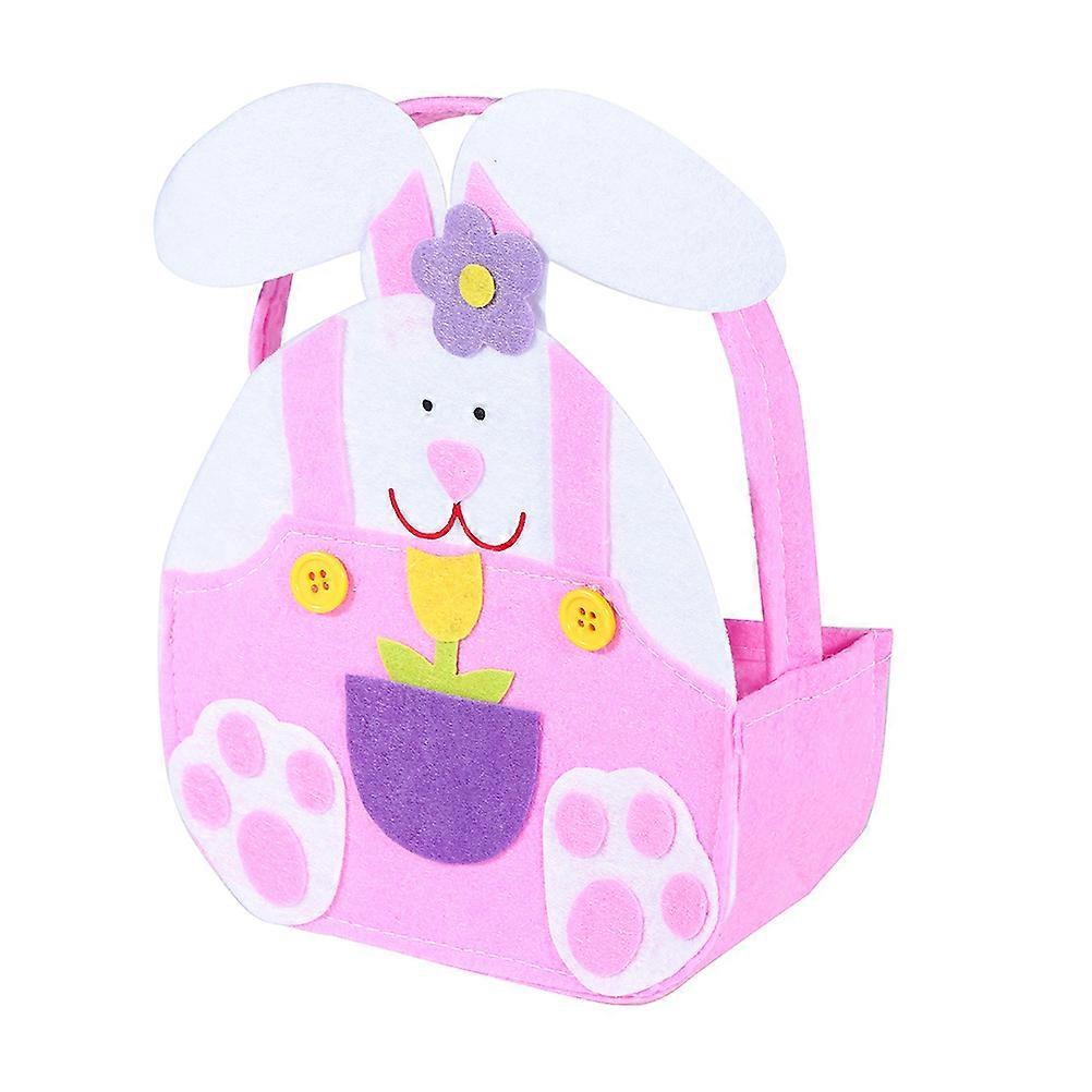 Pink Bunny Shape Gift Container for Storage Soft Synthetic Material Easter Party Present Pouch 0.3L