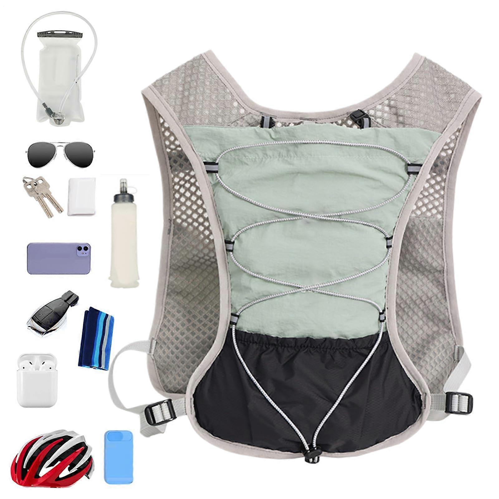 Running Hydration Vest, 5L Reflective Waterproof, Lightweight QuickDrying Adjustable Cycling Gear Green B