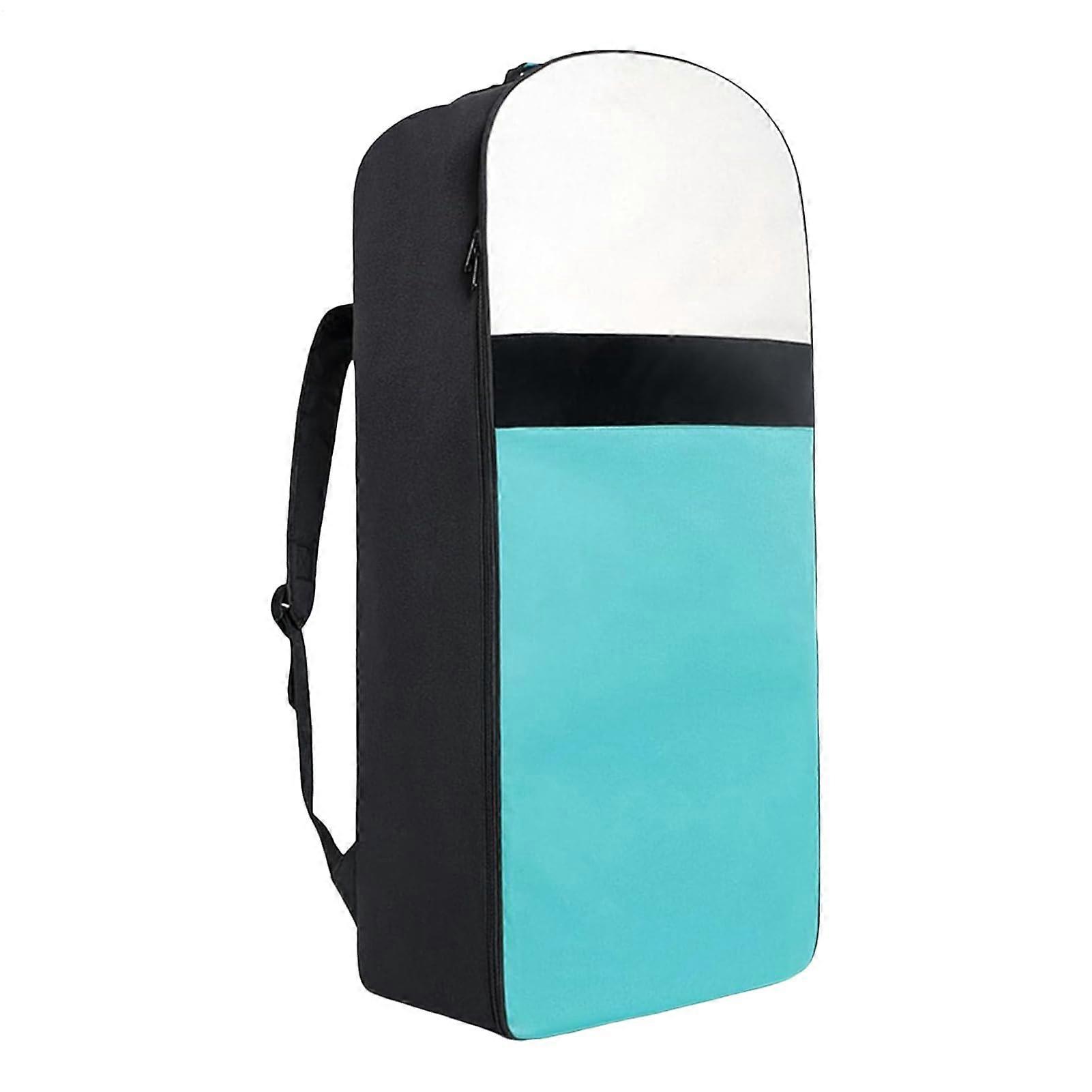 Paddle board backpack with shoulder straps and handle, green color.