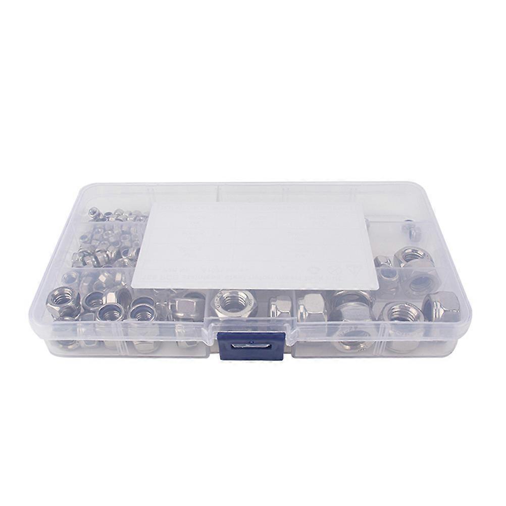 Screw Nuts Set Socket Head Screws Nylon Lock Nuts Anti Slip Machinery Silver 1.9X1.9CM 185Pcs