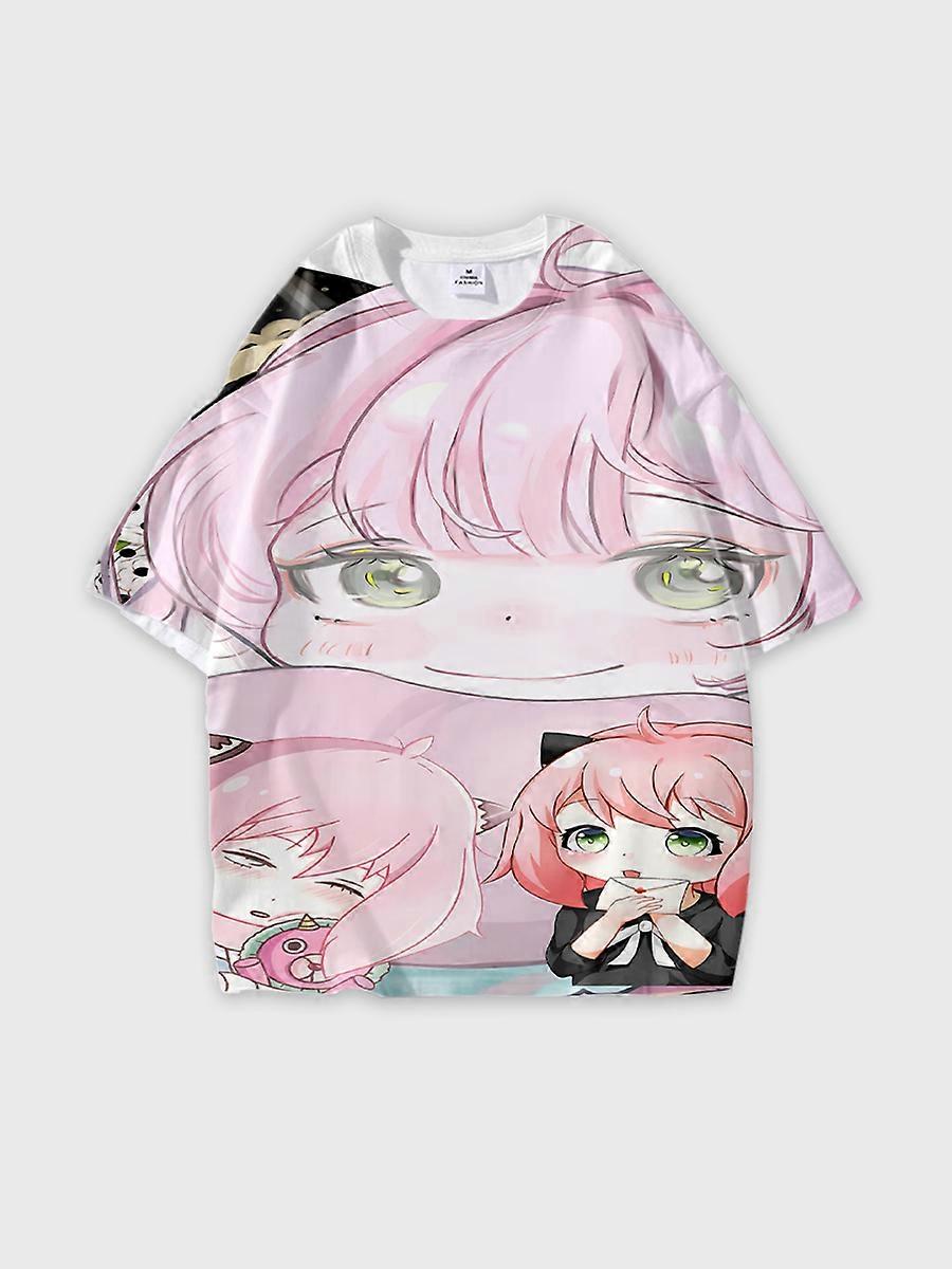 T-shirt girocollo Cartoon Pattern manica corta sciolta O370