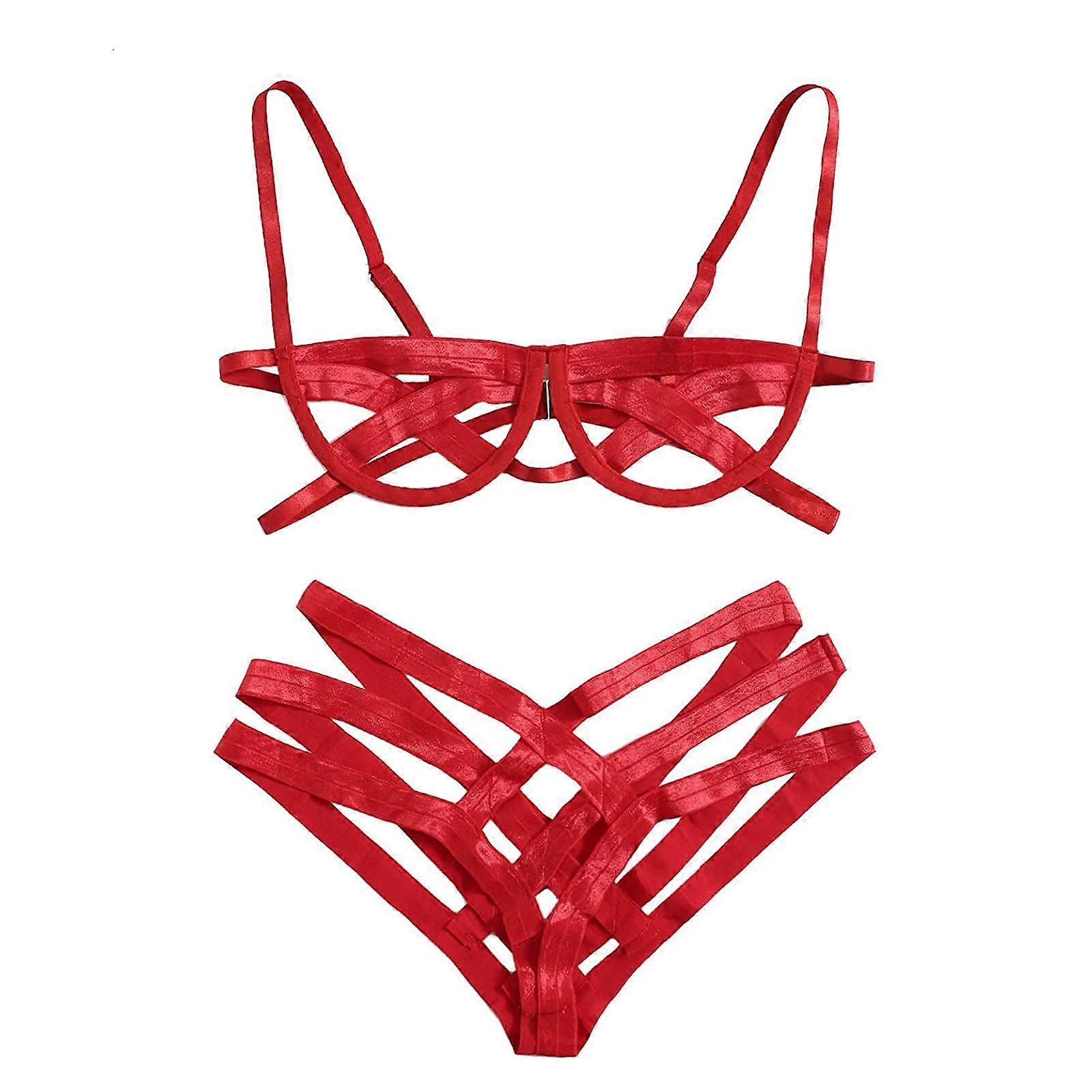 Women's Sexy Lingerie Corset, Catsuit, OpenBack Lace Bodysuit for Women, Backless OnePiece Cosplay Sleepwear, 01 Red, L
